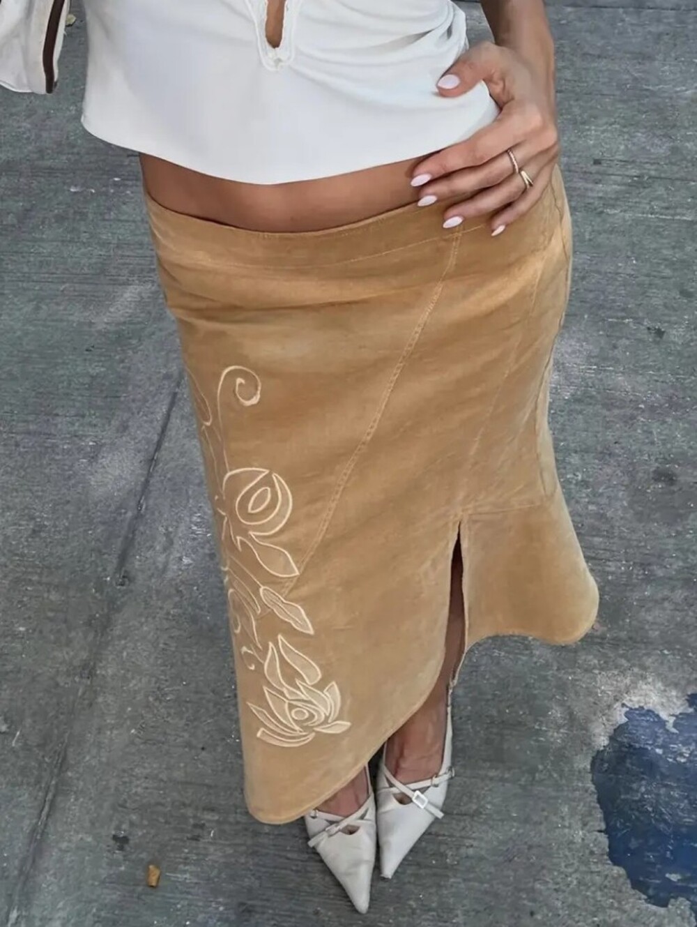Ladies' Vintage Elegant Split Skirt, Simple and Stylish Commuter Casual Skirt